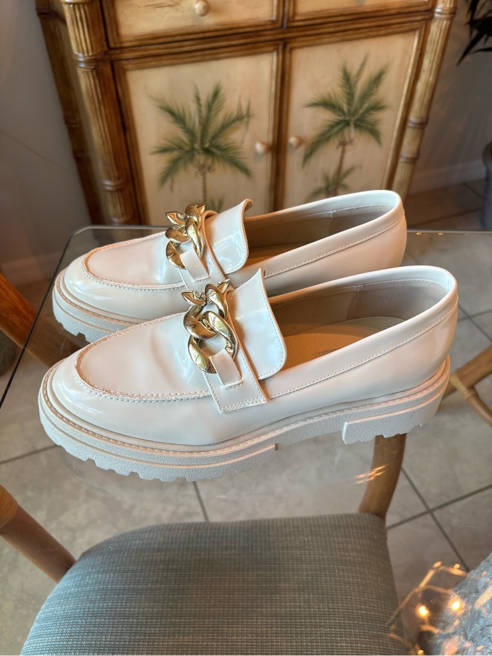 Steve Madden Makira Chunky Slip On Loafers, Size 9, Off White